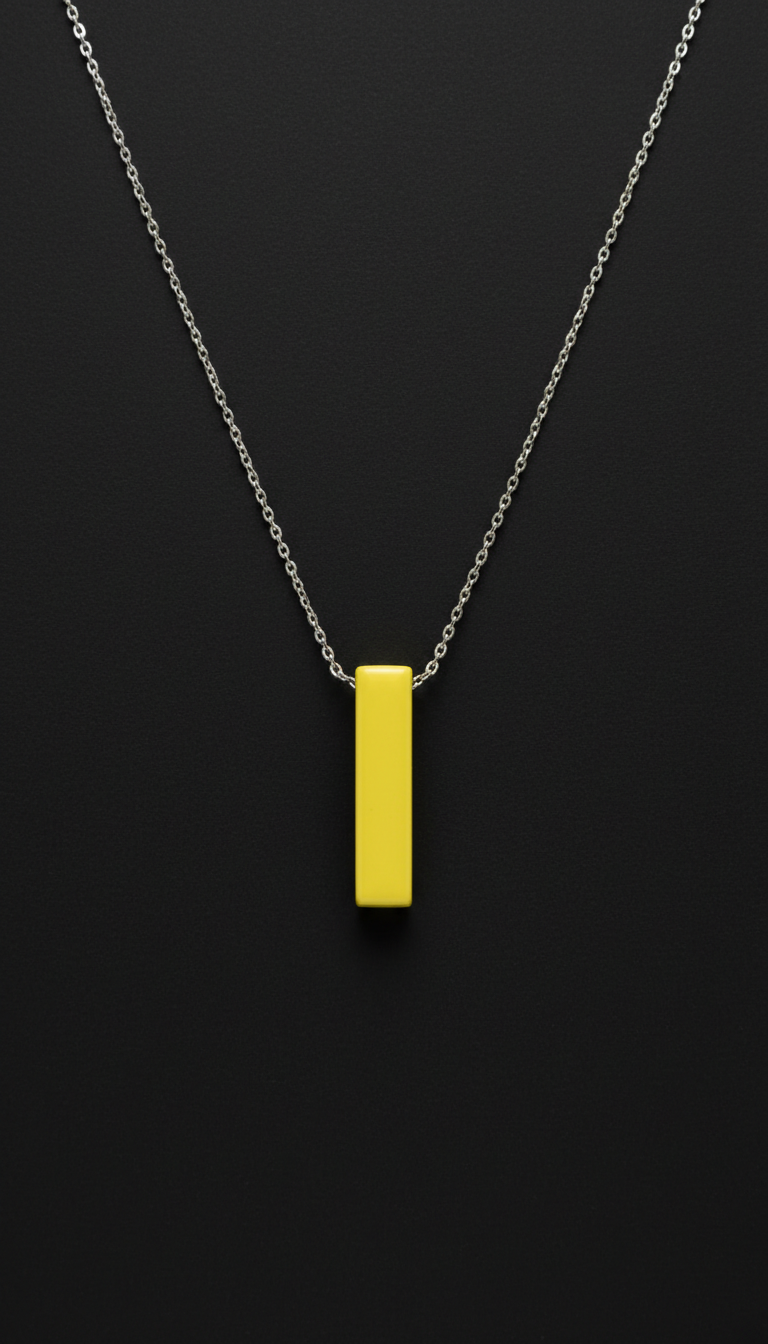 Signal Yellow Enamel Bar Pendant Necklace
