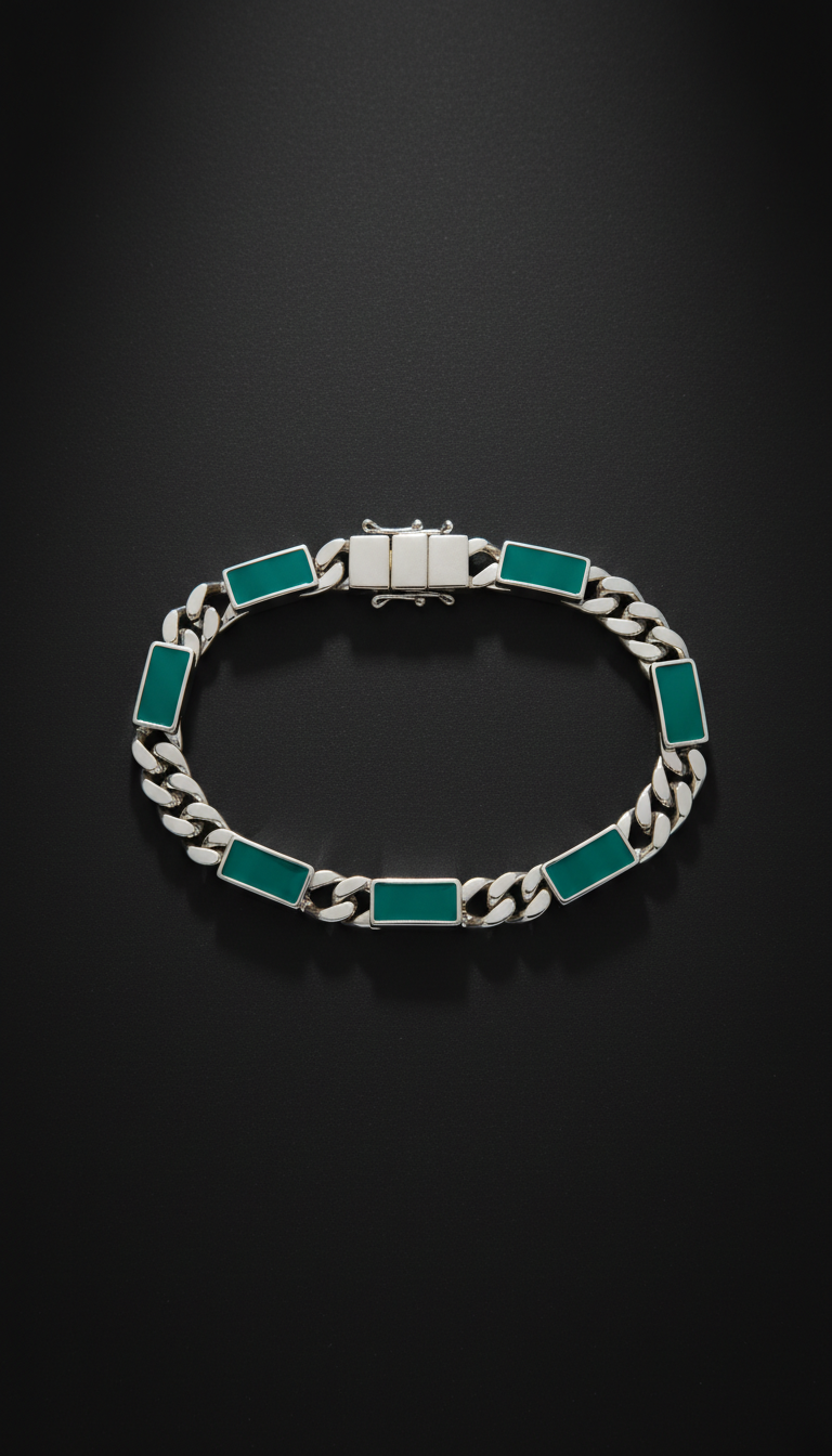 Metro Teal Accent Curb Chain Bracelet